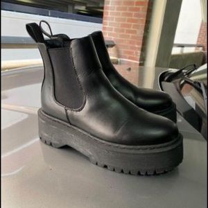 Womens black platform booties